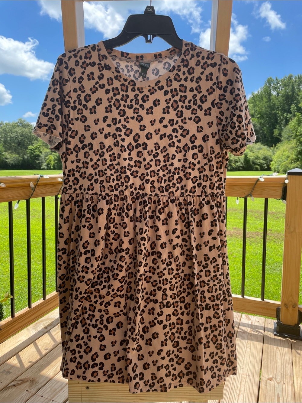 wild fable Leopard Print Babydoll Dress in Tan & Black